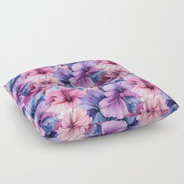 #34 Floral Pattern. Hibiscus Flower Pattern Floor Pillow