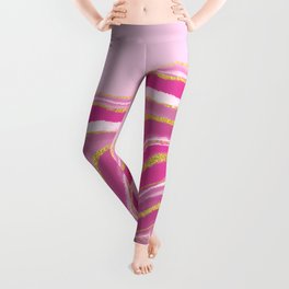 Pink and Gold Geode Agate Leggings
