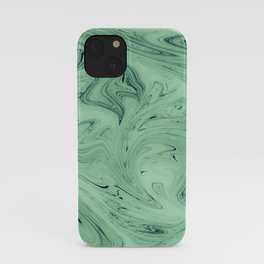 Green Liquid Marble Pattern iPhone Case