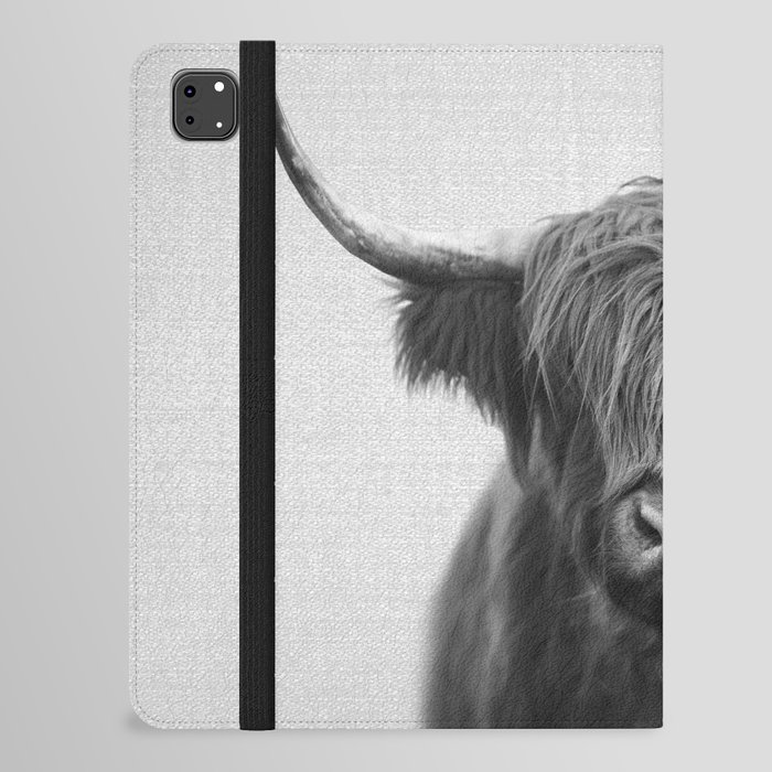 Highland Cow - Black & White iPad Folio Case