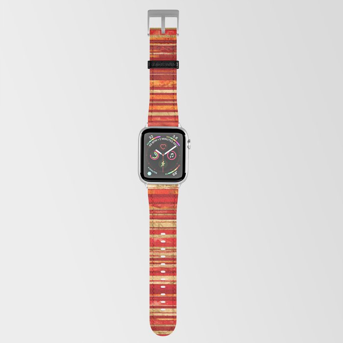 Brush Lines and Strokes -Reds and Gold Apple Watch Band