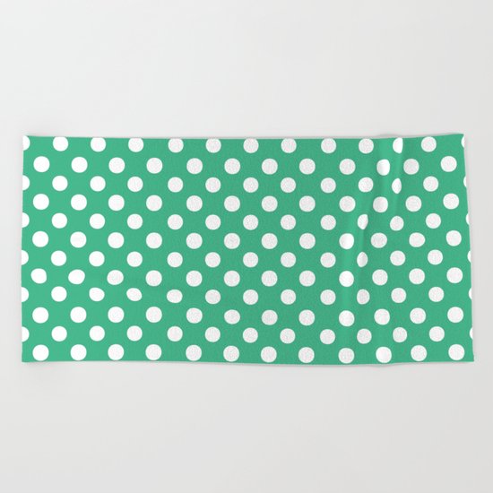Polka Dots (White/Mint) Beach Towel