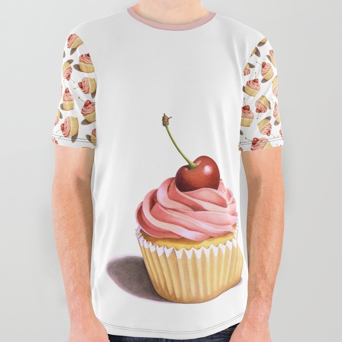 Perfect Pink Cupcake All Over Graphic Tee