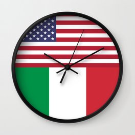 American Flag With Italian Flag Italy T-Shirt Italian Flag American Flag Wall Clock