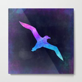 SEAGULL IN SPACE // Animal Graphic Art // Watercolor Canvas Painting // Modern Minimal Cute Metal Print