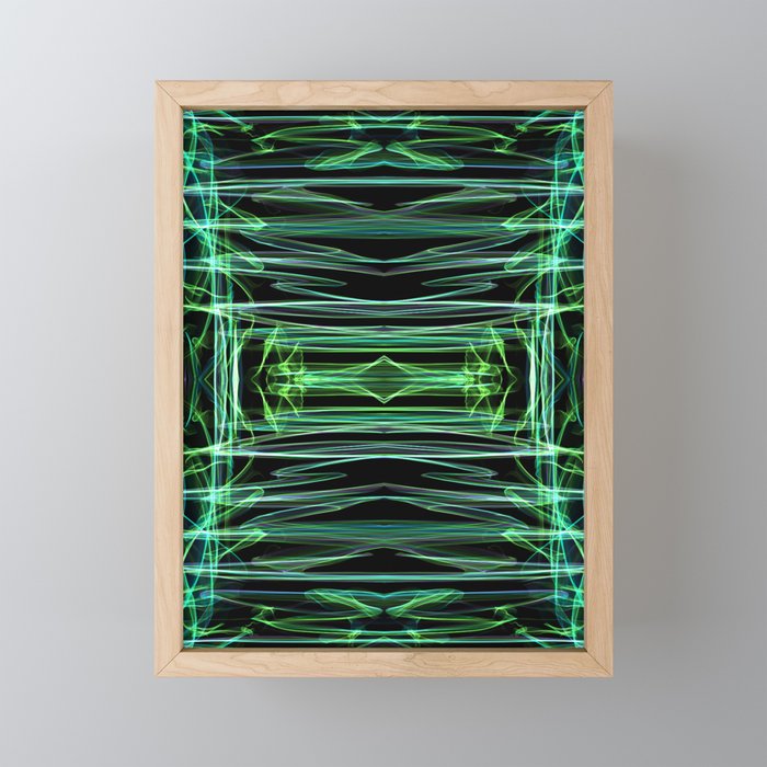 Liquid Light Series 68 ~ Blue & Green Abstract Fractal Pattern Framed Mini Art Print