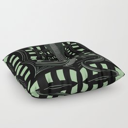 Hypno snake on black and green Floor Pillow