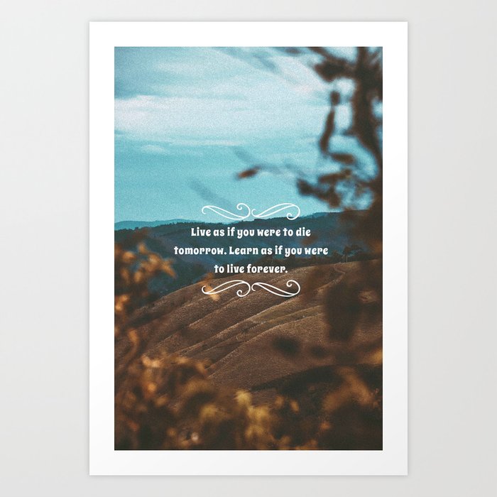 Live as if you were to die tomorrow. Learn as if you were to live forever. Art Print