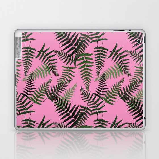 Fern Leaf Pattern on Pink Background Laptop & iPad Skin