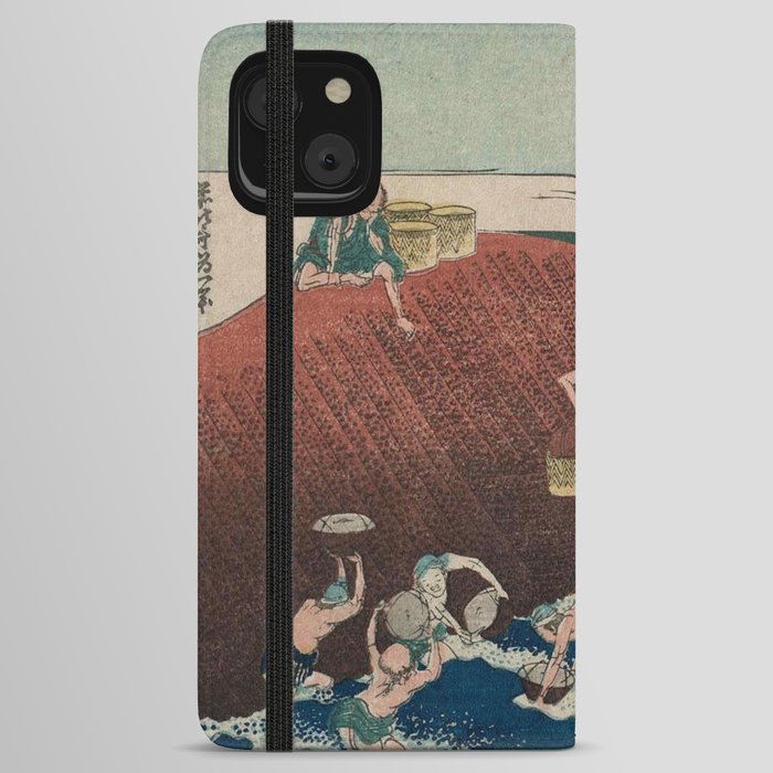 Hokusai, Basket fishing in the Kinu River iPhone Wallet Case