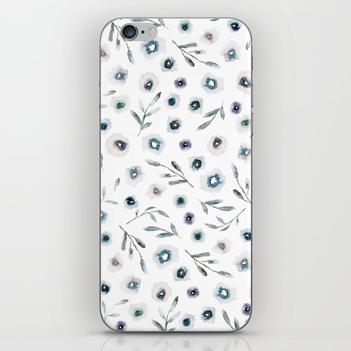 Cottage Blue Watercolor Florals iPhone Skin
