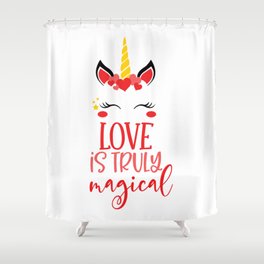 Love Is Truly Magical Unicorn Shower Curtain