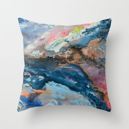 Tidepool: An elegant abstract flow painting in pinks, blues, and burnt orange  Throw Pillow