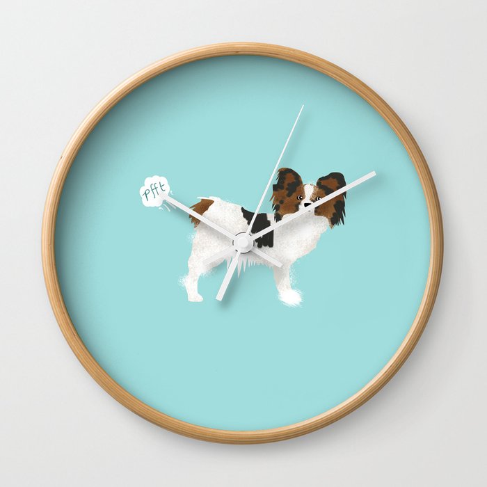 papillon farting dog cute funny dog gifts pure breed dogs Wall Clock
