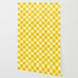 Cute Smiley Faces on Checkerboard \\ Sunshine Color Palette Wallpaper