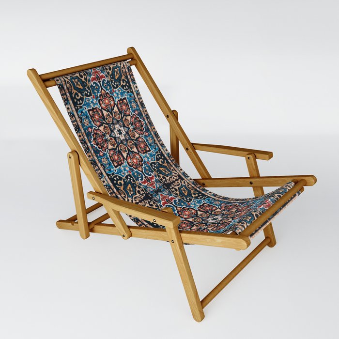 Bohemian Blossoms: Heritage Floral Moroccan Tapestry Sling Chair