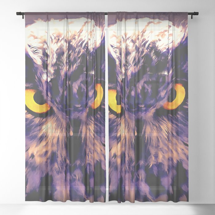 Owl Look Digital Painting Reacls Sheer Curtain By Gxp Design