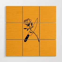 Knife and Rose Drawing Wood Wall Art
