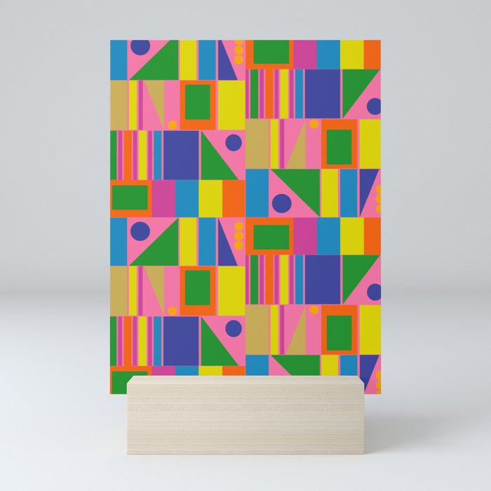 Mid Century Modern Modtastic Fun and Colorful Abstract Geometric Pattern Mini Art Print