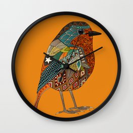 robin orange Wall Clock