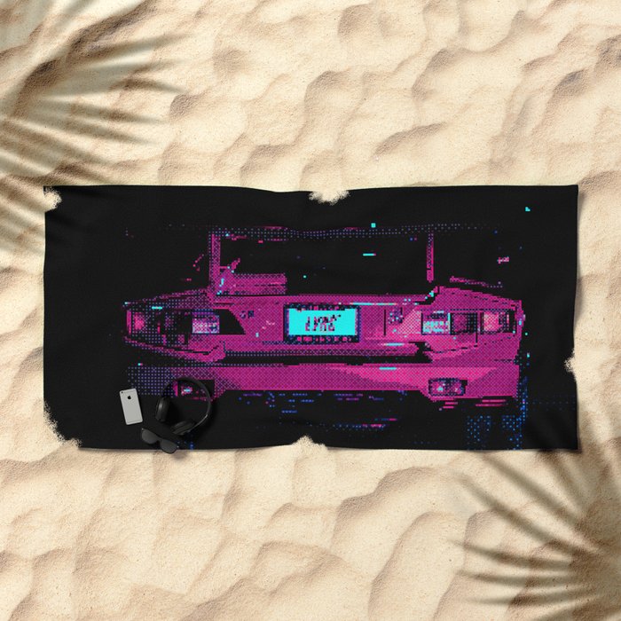 Retro Pixel Art Vaporwave Car Beach Towel By Rhnpredator Society6 society6