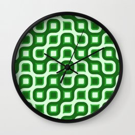 Truchet Modern Abstract Concentric Circle Pattern - Green Wall Clock