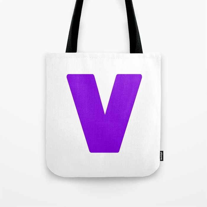 V (Violet & White Letter) Tote Bag