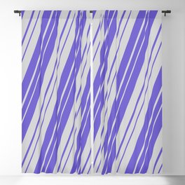 [ Thumbnail: Light Grey and Slate Blue Colored Striped Pattern Blackout Curtain ]