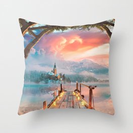 Lake Bled Throw Pillow