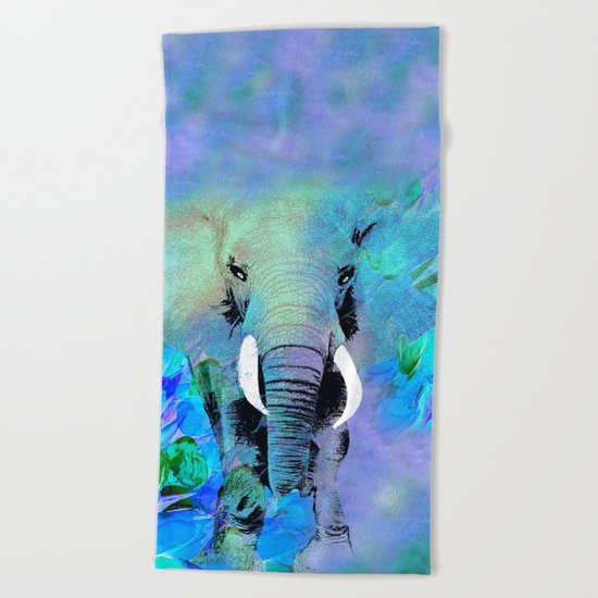 ELEPHANT BLUE Beach Towel