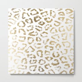 Modern white chic faux gold foil leopard print Metal Print | Pattern, Whiteandgold, White, Gold, Modern, Goldfoil, Chic, Fauxgold, Glamour, Leopard 