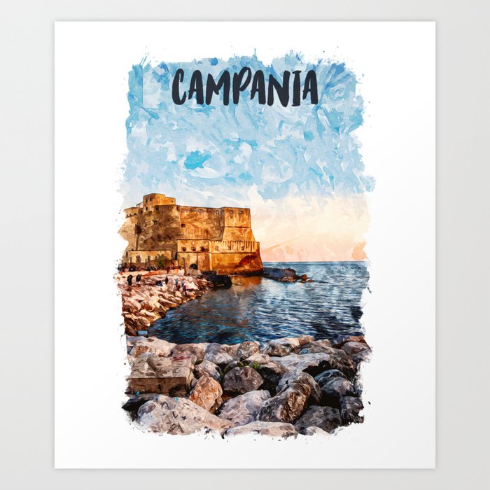 Campania Italy city watercolor Art Print