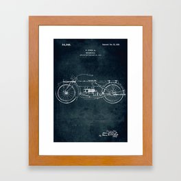 1919 - Motorcycle patent art Framed Art Print | Vintage, Blueprints, Drawing, Engineering, Blueprint, Patentart, Cycle, Patent, Ride, Motorcycle 