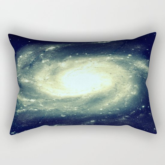Ivory Teal Pinwheel Spiral Galaxy Space Rectangular Pillow