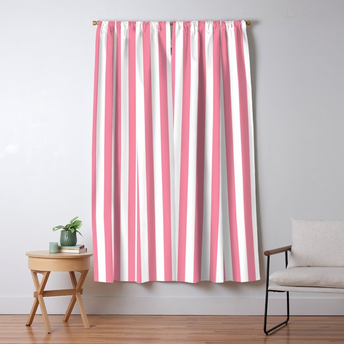 vertical stripes_pink and white Blackout Curtain by quinnhopp Society6