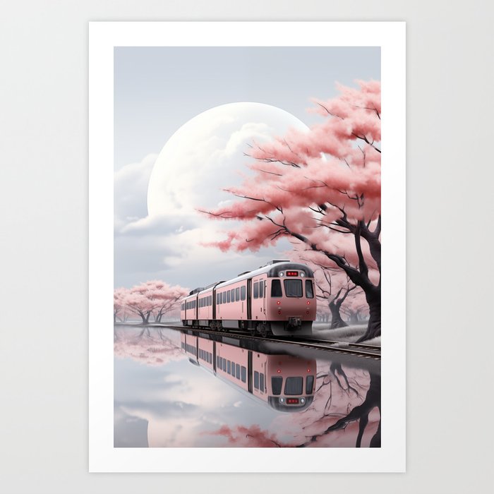 Sakura Train Art Print