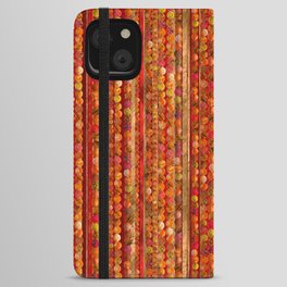 Red Gemstone Beads and Stripes  iPhone Wallet Case