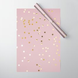 Pink and Gold Stars Wrapping Paper