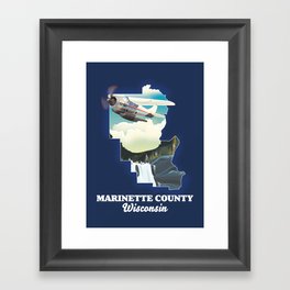 Marinette County Wisconsin map Framed Art Print