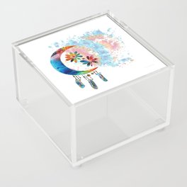 Colorful Moon Flowers - Native American Art Acrylic Box