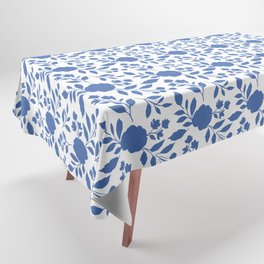 Blue and White Floral Tablecloth