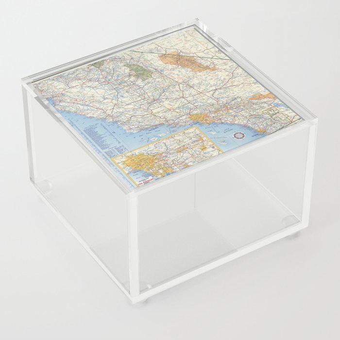 Highway Map of California - Vintage Illustrated Map-road map Acrylic Box