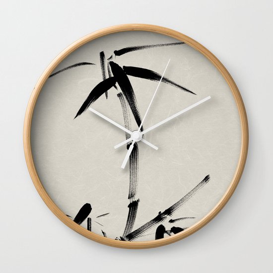 Japanese Brush Painting Bamboo Zen Wall Clock By Axstudio