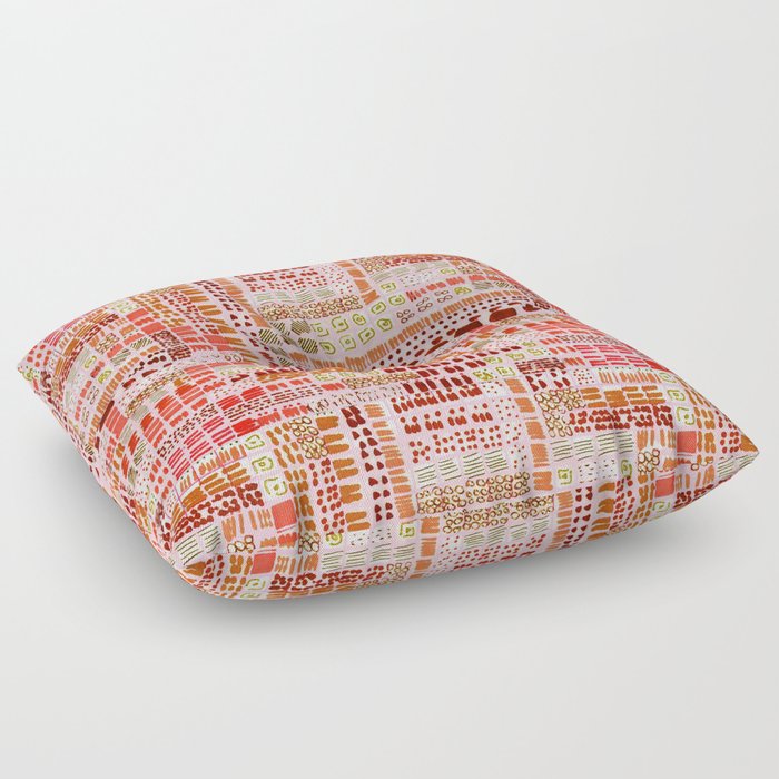 red orange ink marks hand-drawn collection Floor Pillow