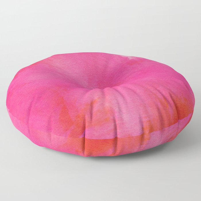 Pink orange white feather fluffy background Floor Pillow