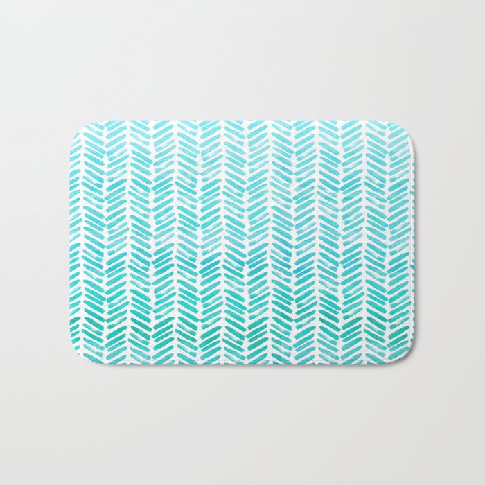 Handpainted Chevron Pattern Small Light Green And Aqua Teal