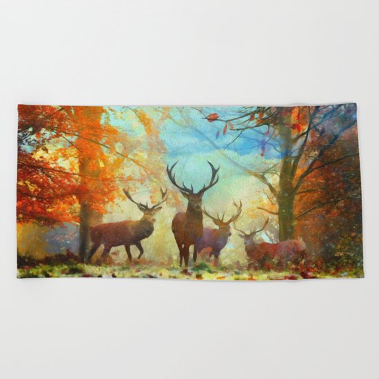 Autumn Forest Watch Beach Towel