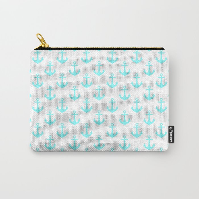 Anchors (Aqua & White Pattern) Carry-All Pouch