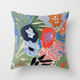 Maximalist floral shapes Throw Pillow