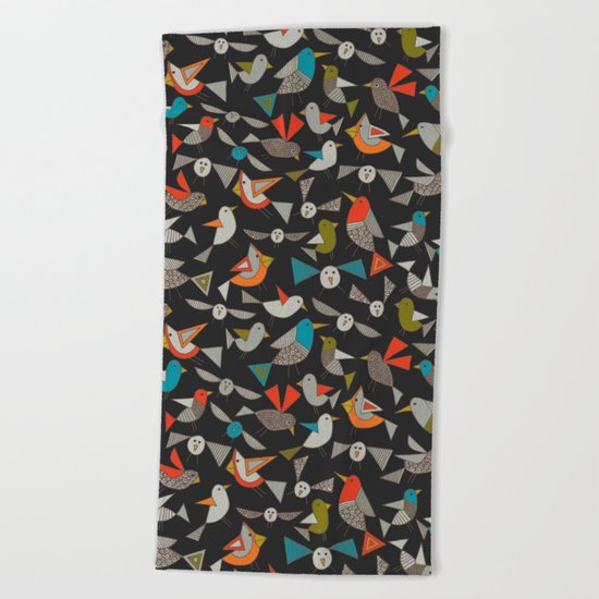 just birds dark Beach Towel